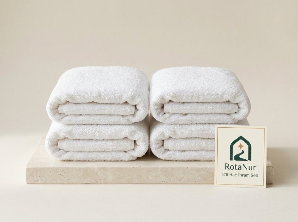 Hajj ihram set of 2, two sets of cotton towel ihram in a RotaNur box