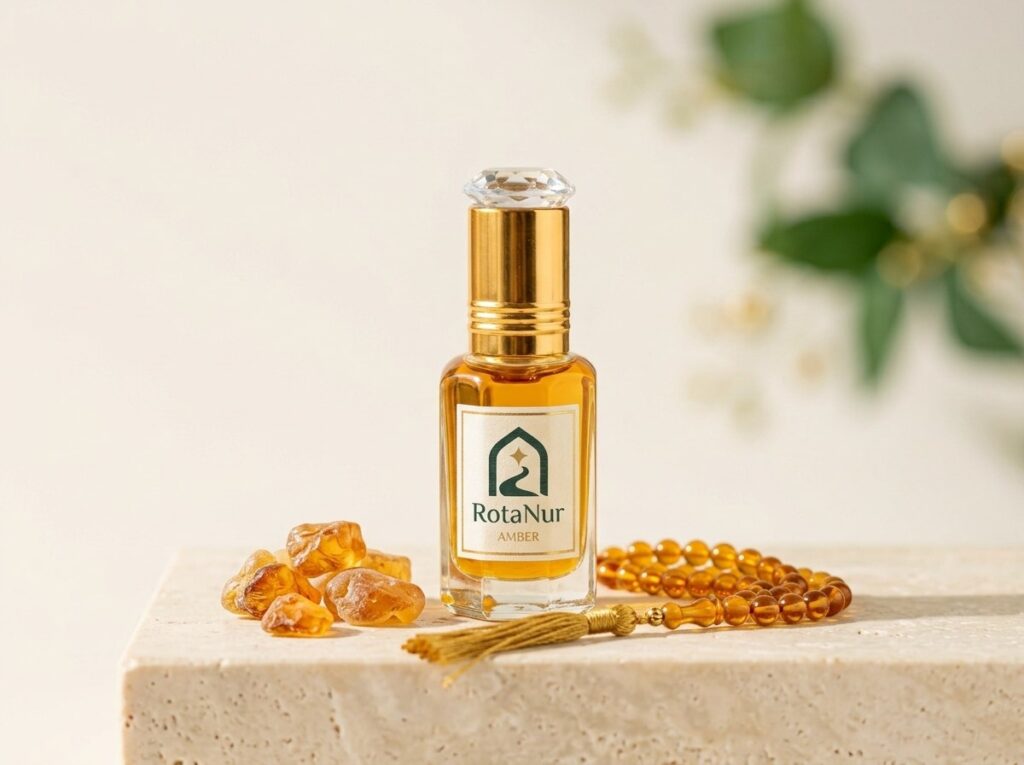 Amber esansı 6 ml alkolsüz amber attar, RotaNur etiketli