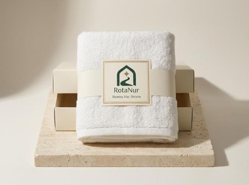 Bambu hac ihramı 110x220 cm tek takım, RotaNur etiketli kutuda