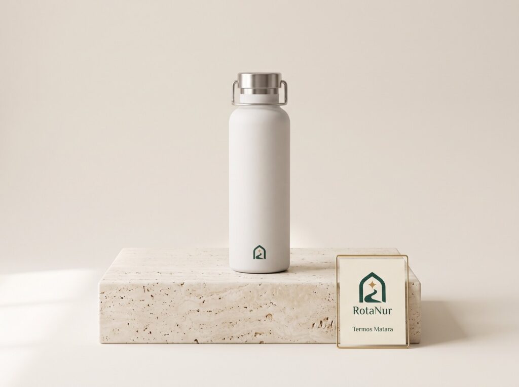 Matte cream steel thermal water bottle 750 ml, RotaNur-labeled