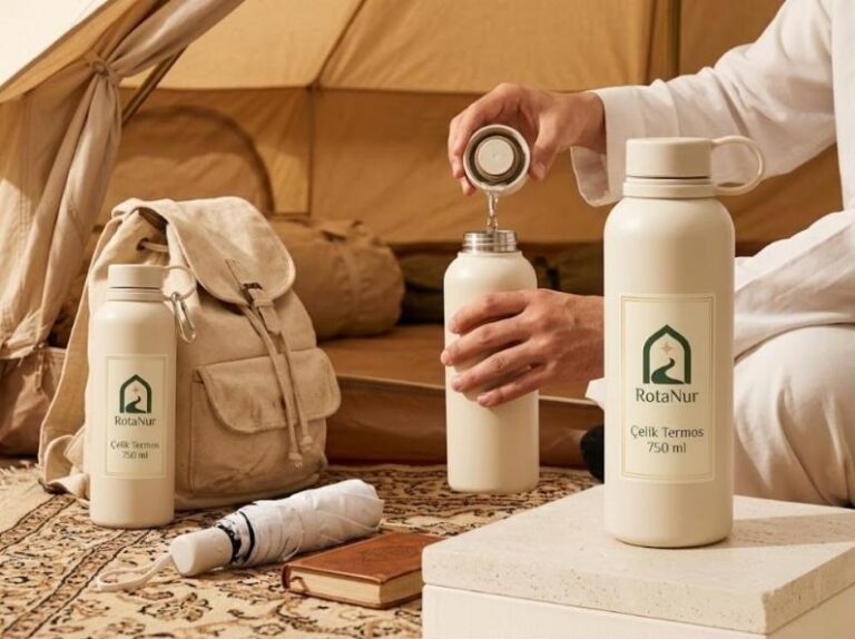 Matte cream steel thermal water bottle 750 ml, RotaNur-labeled