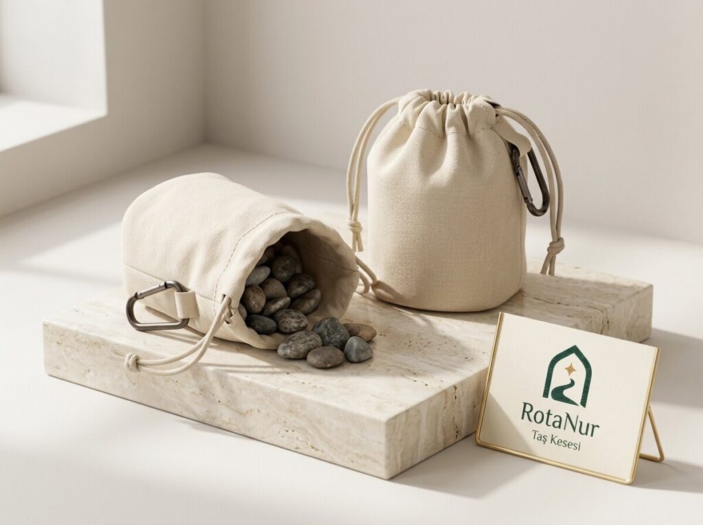 Jamarat pebble pouch set of 2, drawstring with carabiner, RotaNur label