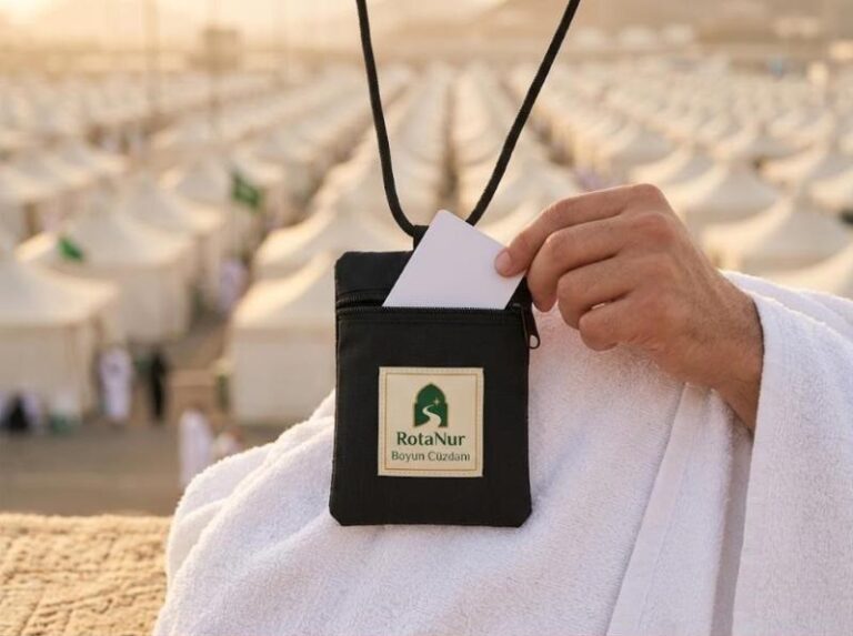 Hajj neck wallet with double zip, RotaNur-labelled