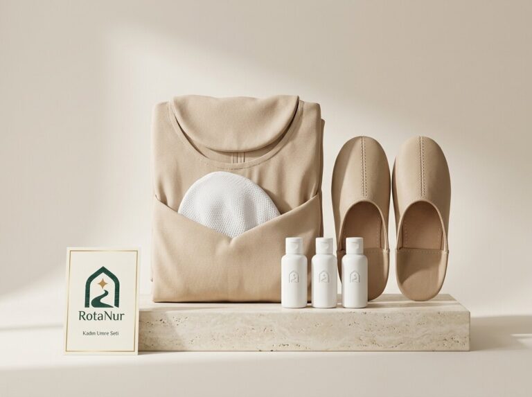 Women’s Umrah Set — Easy Prayer Dress, Cap, Slippers & Unscented Care