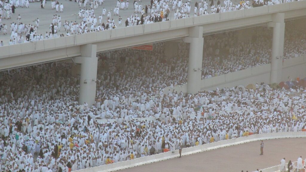The Jamarat Bridge and the stoning area in Mina