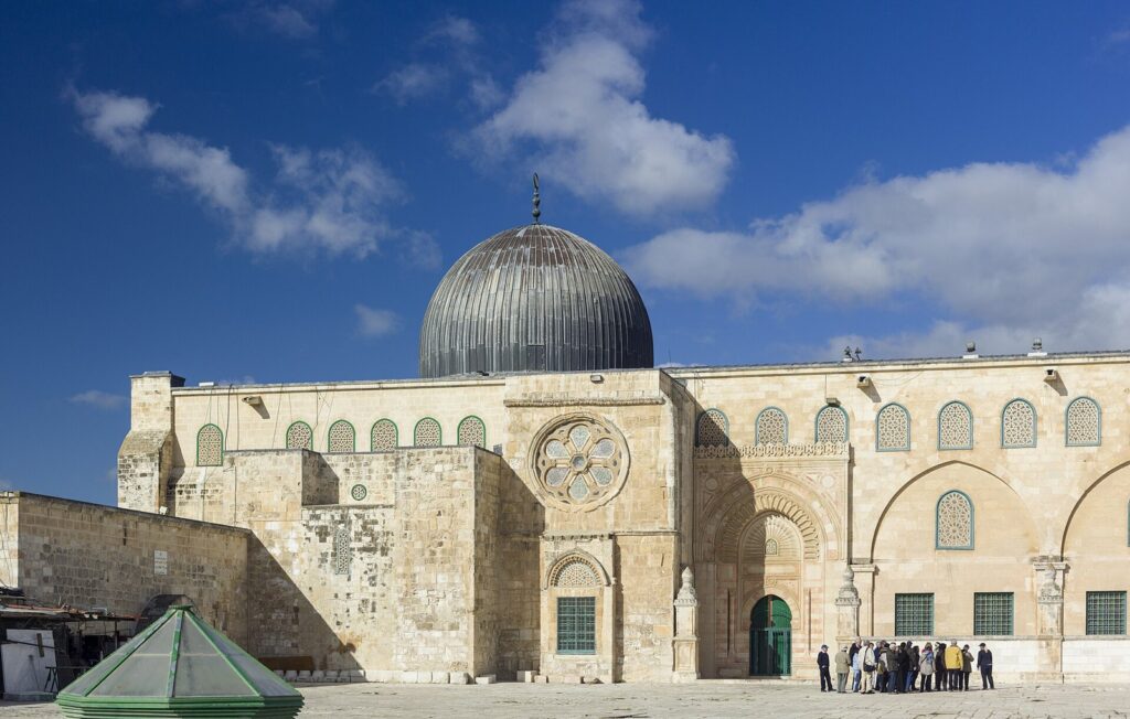 The lead-domed Qibli Mosque in the south of al-Haram ash-Sharif