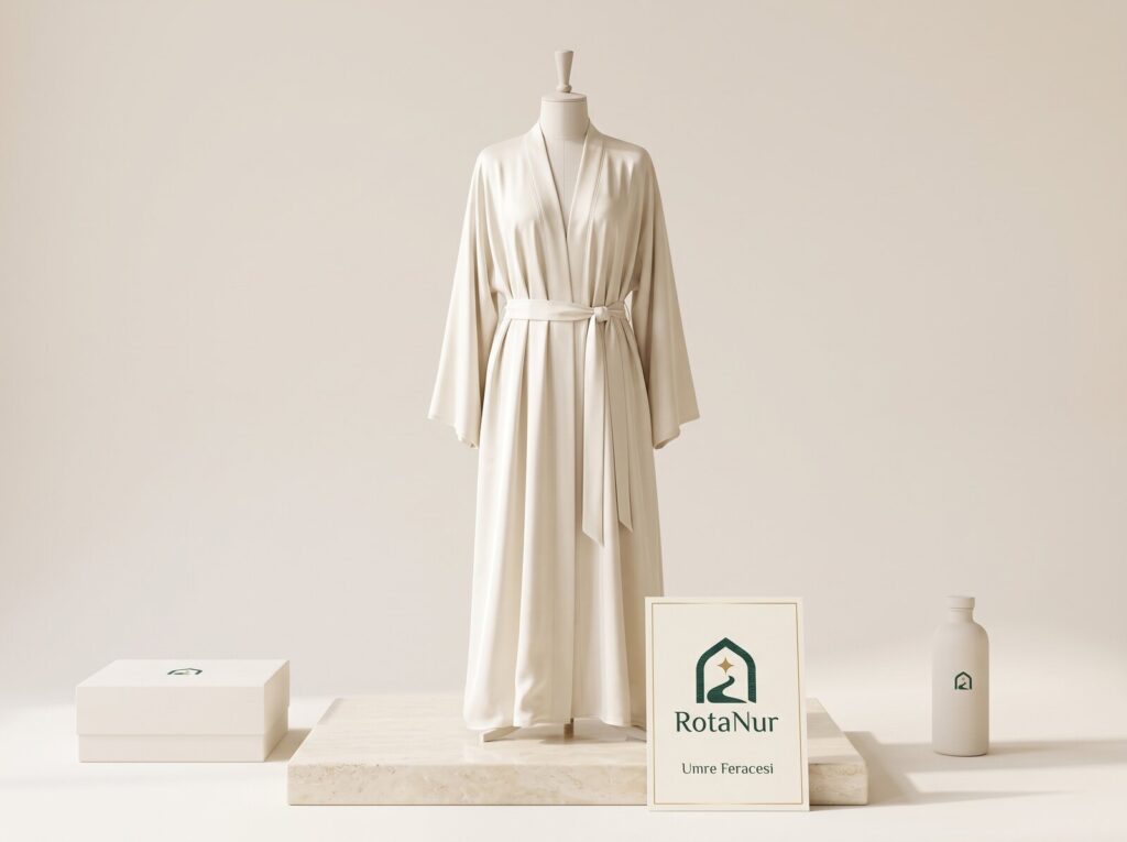 Premium Madinah Silk Umrah Abaya — Half-Mevlana Cut, with Belt