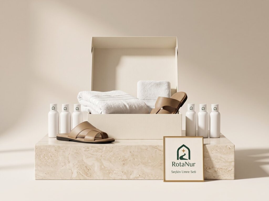 Premium Umrah Set — 1350 g Bamboo-Blend Ihram, Comfort Sandals & 8-Piece Unscented Care