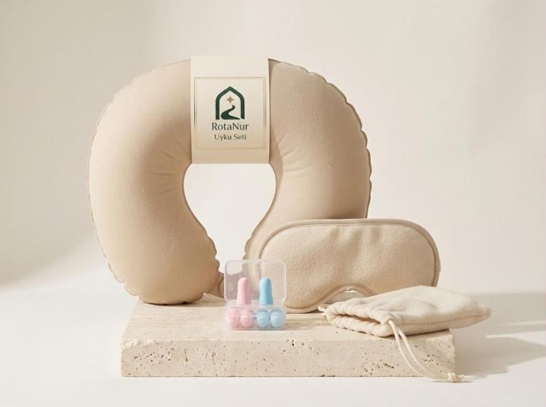 Inflatable Neck Pillow, Sleep Mask & Earplug Set