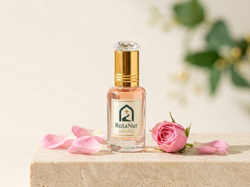 Taif gülü esansı 6 ml alkolsüz gül attar, RotaNur etiketli